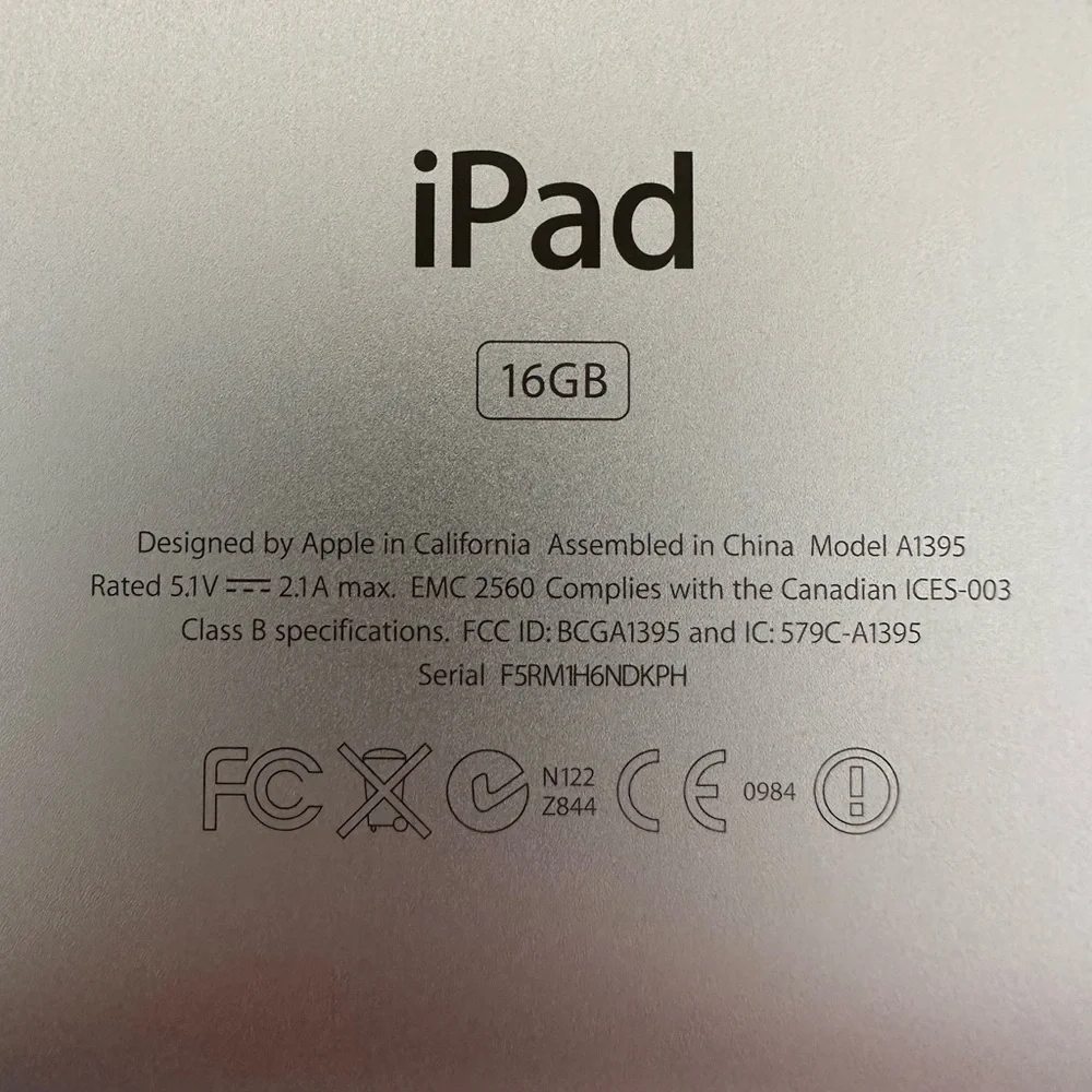 Apple I Pad 2 16GB MODEL A1395